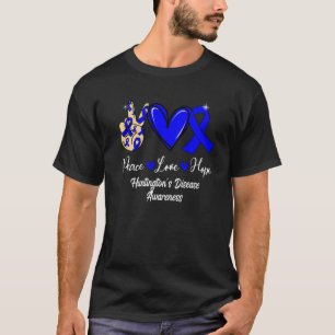 Huntington's Disease Awareness Peace Liebe Hope Bl T-Shirt
