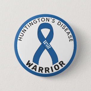 Huntington's Disease Warrior Ribbon White Button