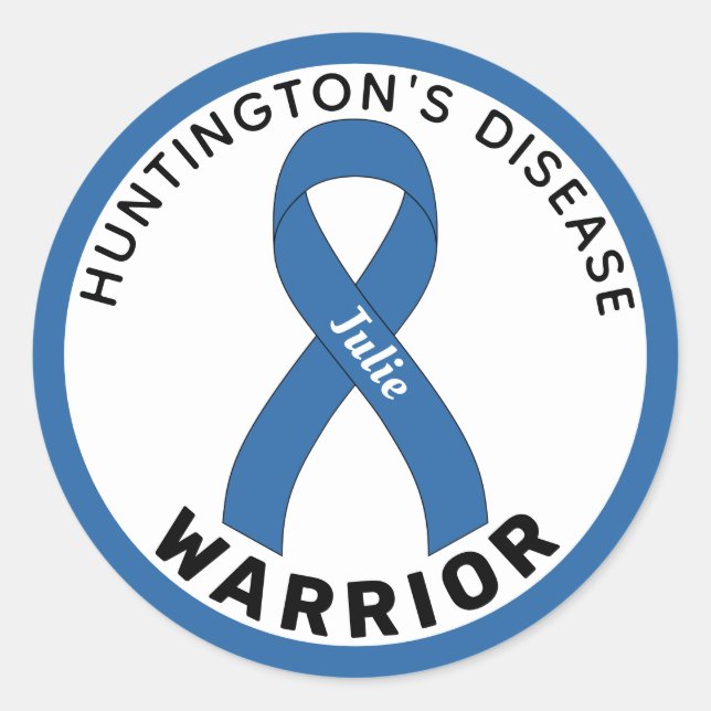 Huntington's Disease Warrior Ribbon White Runder Aufkleber (Vorderseite)
