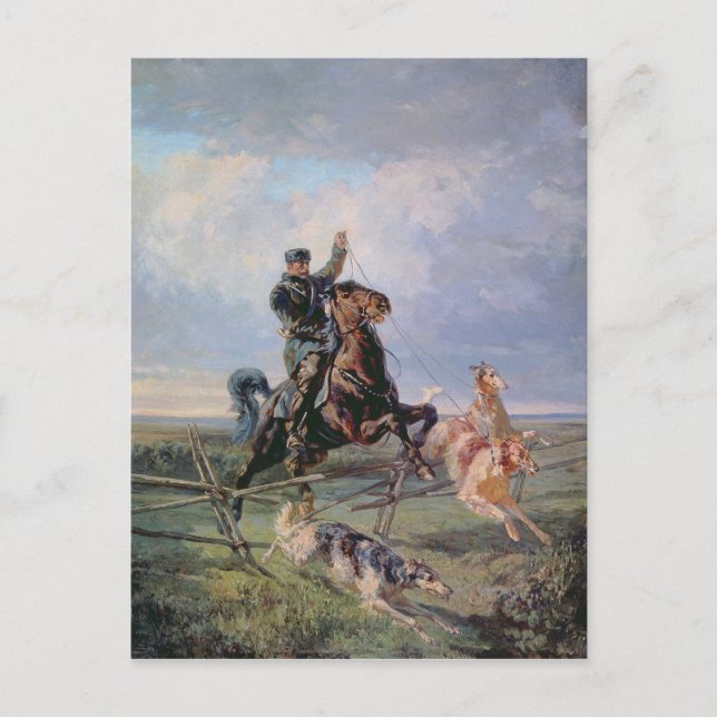 Huntsman mit den Borzois, 1872 Postkarte (Vorderseite)
