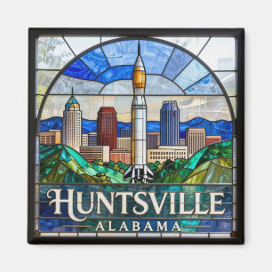 Huntsville Alabama Buntglas-Stadtlandschaft 🚀 Magnet