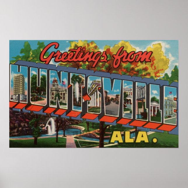 Huntsville, Alabama - Große Buchstabenszenen Poster (Vorne)