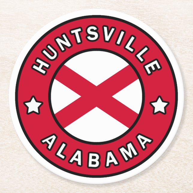 Huntsville Alabama Runder Pappuntersetzer (Vorderseite)