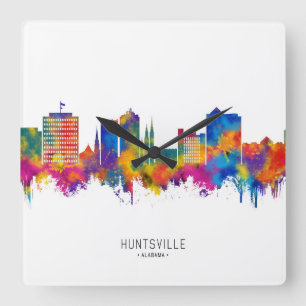 Huntsville Alabama Skyline Quadratische Wanduhr