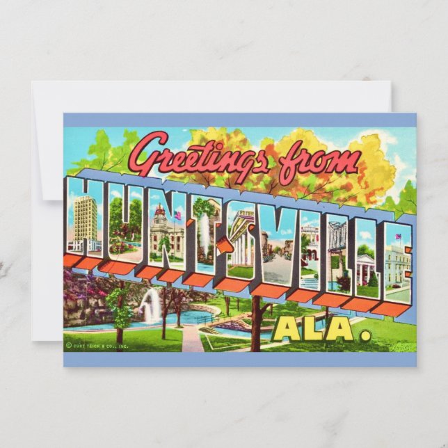 Huntsville Alabama Vintage Postkarte (Vorderseite)