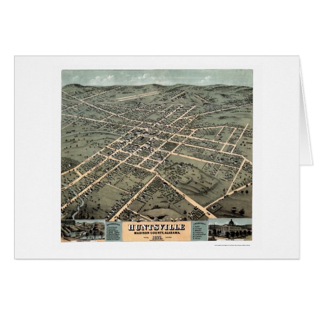 Huntsville, carte panoramique d'AL - 1871 (Devant horizontal)