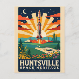 Huntsville Space Heritage Vintage-Reiseposter Postkarte