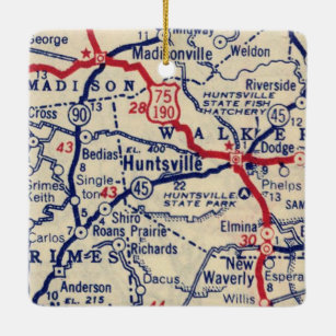 Huntsville TX Vintage Map Keramikornament