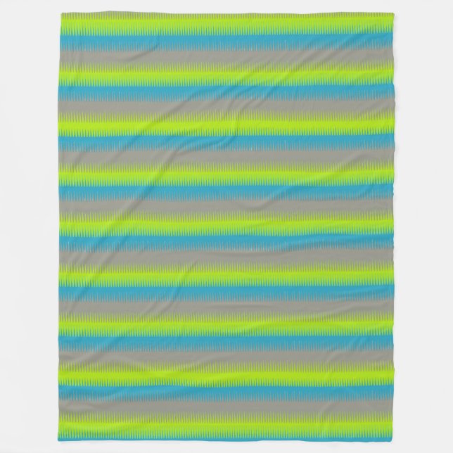 Huntzahnstreifen grün, grau, aquamarin fleecedecke (Vorderseite)