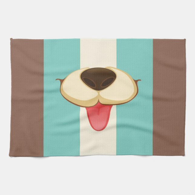 Hunzunge, Nase auf Vintagem Retro Geschirrtuch (Horizontal)