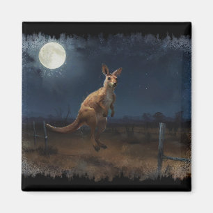 Hüpfendes Känguru & Vollmond Magnet