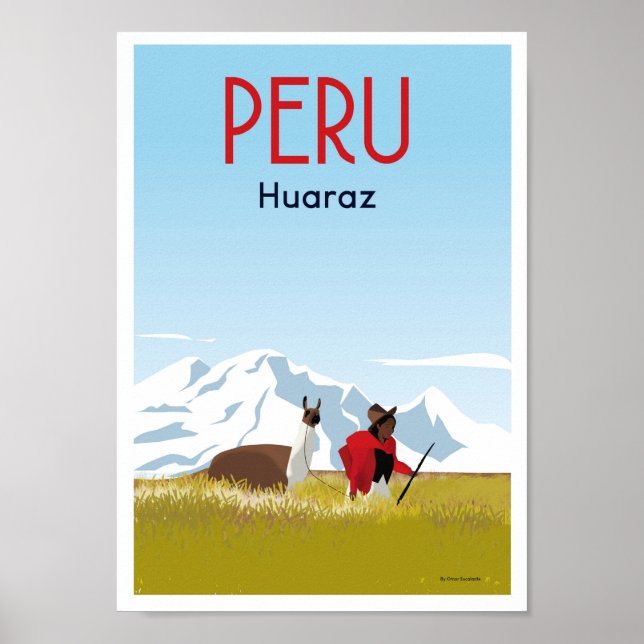 Huraz Peru | Vintage Travel Poster | Verbesserte M (Vorne)