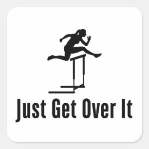Hurddown einfach überwinden Weibliche Hurdler Girl Quadratischer Aufkleber