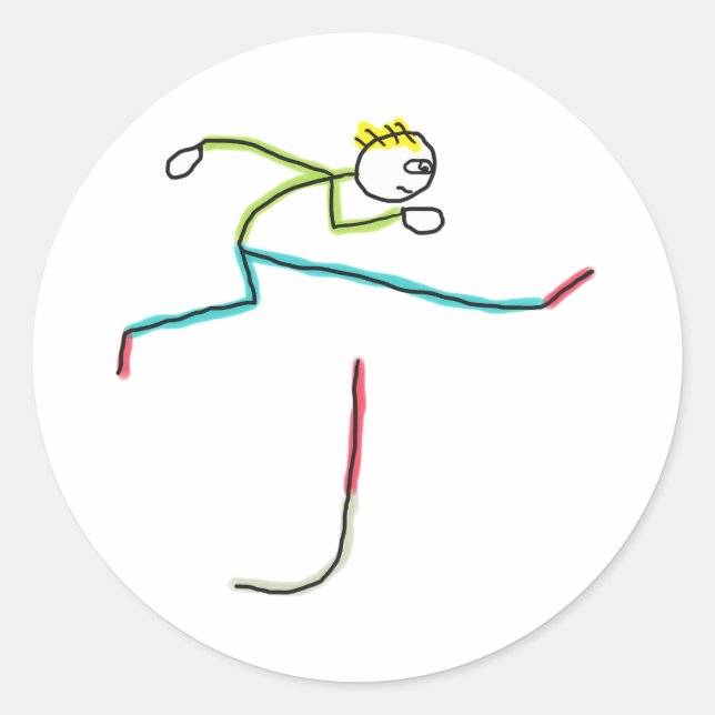 Hürdenstickman Runder Aufkleber (Vorderseite)