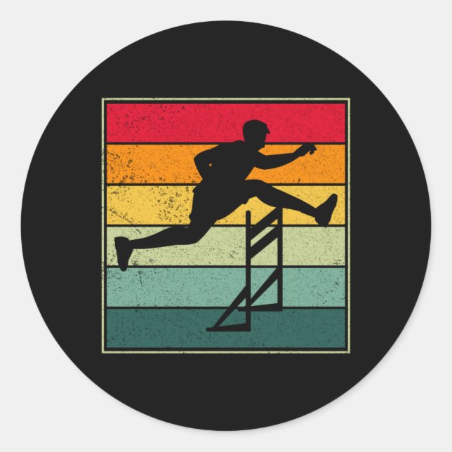 Hurdles Hurdling Runner Track und Feld Runder Aufkleber (Vorderseite)