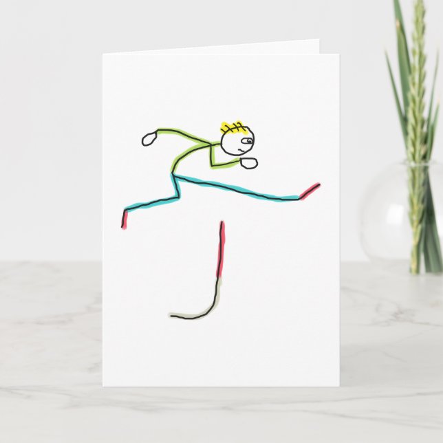 Hurdling Stickman Karte (Vorderseite)