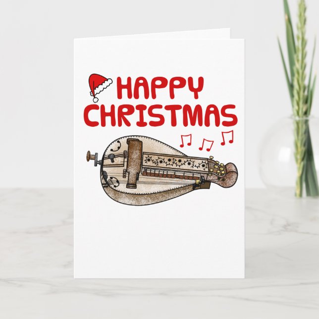 Hurdy Gurdy Carte de Noël Musicien folklorique (Devant)