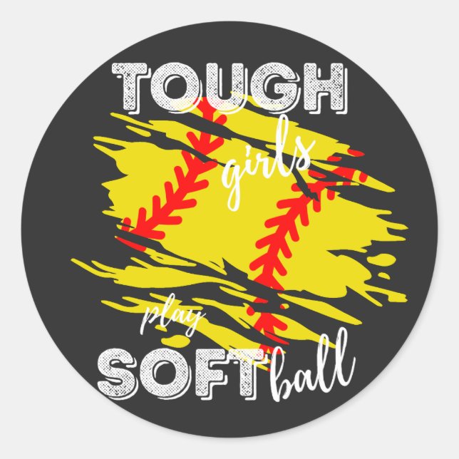Hure Mädchen spielen Softball-Aufkleber Runder Aufkleber (Vorderseite)