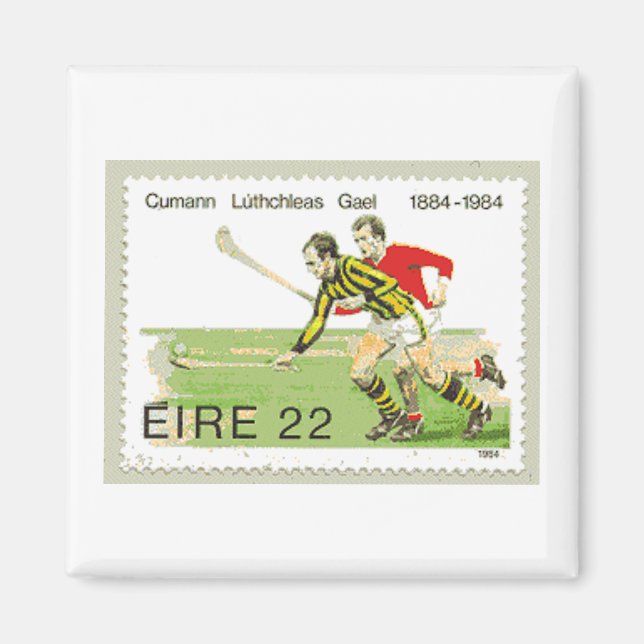 Hurling Briefmarke Magnet (Vorne)