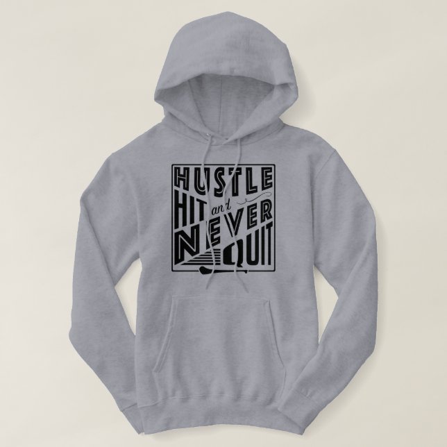 Hurling Hustle Hit & Never Quit, GAA Gaelic Games Hoodie (Design vorne)