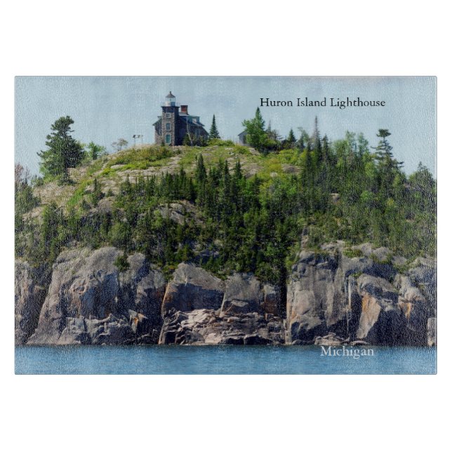 Huron Island Lighthouse Weitwinkel-Schneidebrett Schneidebrett (Vorderseite)