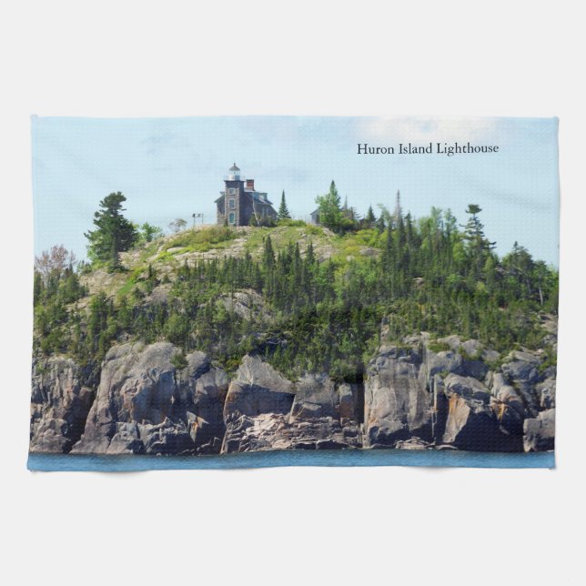 Huron Island Lighthouse Weitwinkelhandtuch Geschirrtuch (Horizontal)