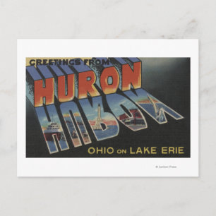 Huron, Ohio - Lake Erie - Große Letter Scenes Postkarte
