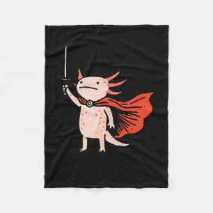 Hurra Axolotl Ritter Lustiges Schwert Meme Zitat Fleecedecke