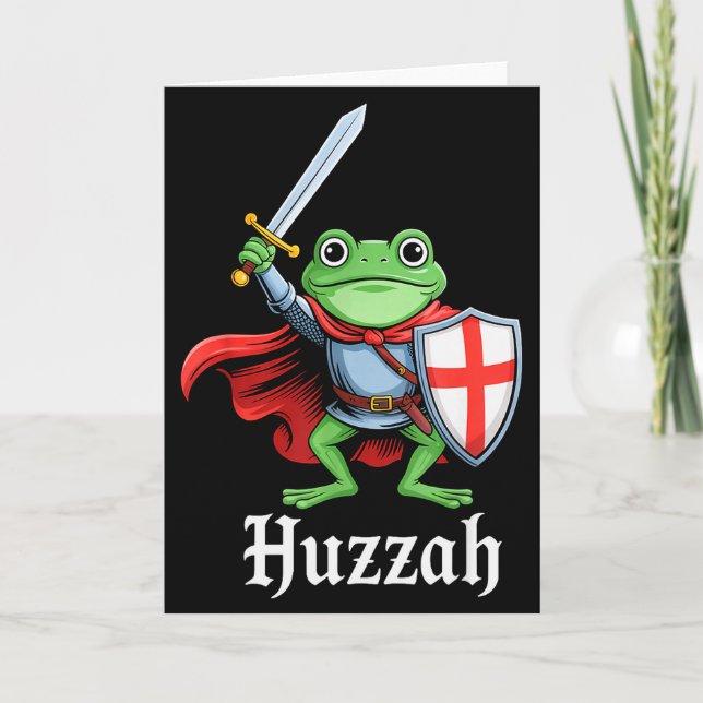 Hurra Froschritter Lustige Schwert Meme Zitat Mitt Karte (Vorderseite)