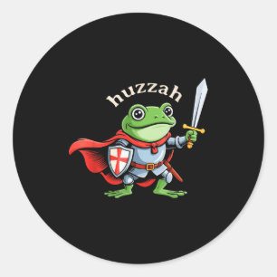 Hurra Froschritter Lustiges Schwert Meme Zitat Mit Runder Aufkleber