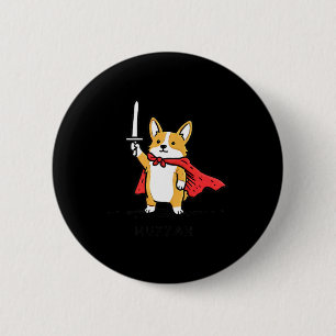 Hurra Lustiger Mittelalterlicher Corgi Ritter Schw Button