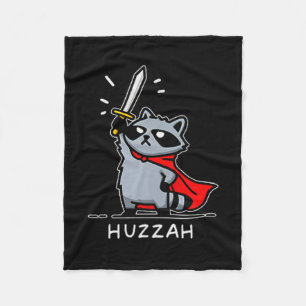 Hurra Waschbär Ritter Lustiges Schwert Meme Zitat  Fleecedecke