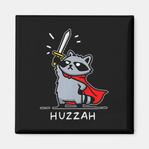 Hurra Waschbär Ritter Lustiges Schwert Meme Zitat Magnet