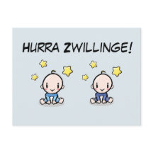 Hurra Zwillinge, Glückwunsch Geburt, 2 Jungs,  