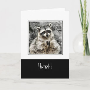 Hurrah! Niedlicher Racoon klatschen Funny Animal A Feiertagskarte