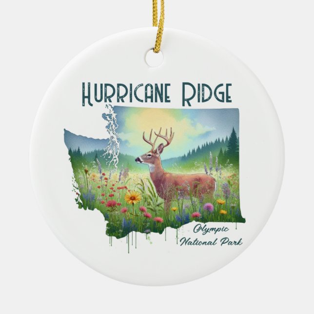 Hurricane Ridge Nationalpark Souvenir Geschenk Keramik Ornament (Vorne)