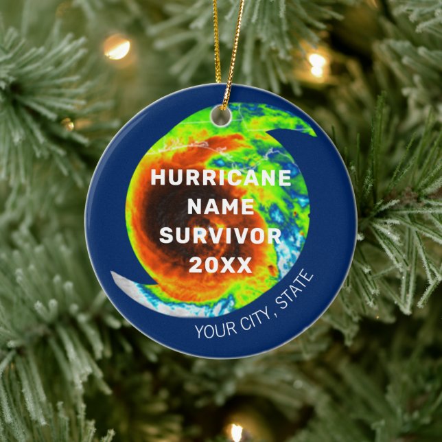 HURRICANE SURVIVOR Commemorative Personalized Keramik Ornament (Baum)