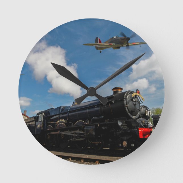 Hurricanes and steam train runde wanduhr (Vorderseite)