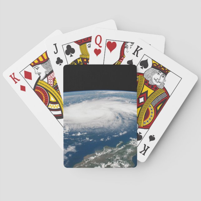 Hurrikan Dorian über dem Atlantischen Ozean. Spielkarten (Rückseite)