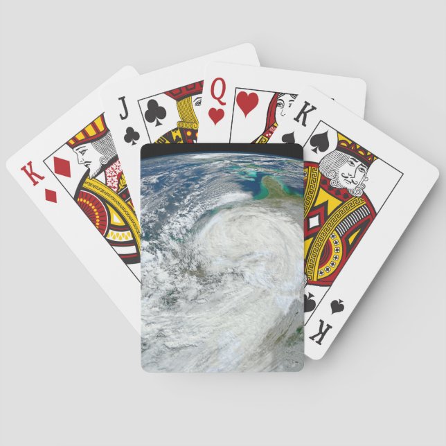 Hurrikan Sandy an der Ostküste der USA. 3 Spielkarten (Rückseite)