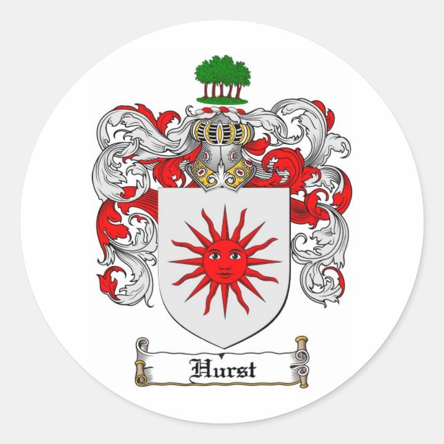 HURST-FAMILIENWAPPEN - HURSTCOAT VON WAFFEN RUNDER AUFKLEBER (Vorderseite)