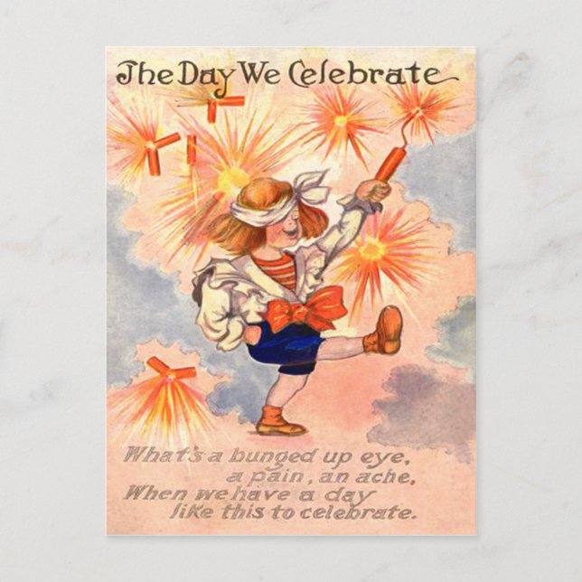 Hurt Eye Boy Feuerwerk Explosion Postkarte (Vorderseite)