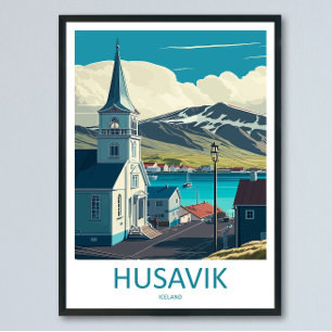Husavik Reise Druck Wandkunst Husavik Wandbehang Poster