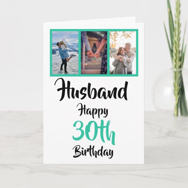 Husband 30. Geburtstag Moderne FotoCollage Karte (Vorderseite)