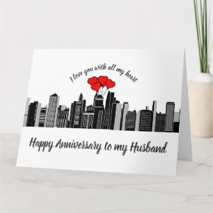 Husband Anniversary Love my Heart City Streets Karte