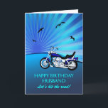 Husband Birthday Motorrad Sunset Card Karte<br><div class="desc">Herzlichen Glückwunsch zur Geburtstagskarte mit einem Motorrad. Eine perfekte Karte für einen Biker. Ein blaues Motorrad mit einem stilvollen Sonnenuntergang und fliegenden Vögeln. Jeder Radfreund wird Liebe haben,  eine solche Karte zu bekommen.</div>