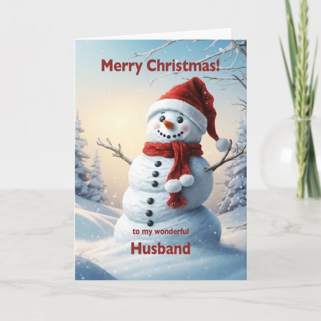 Husband Christmas Snowman Feiertagskarte (Vorderseite)