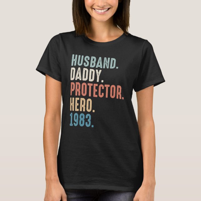 Husband Daddy Protector Hero Bester Vater seit 198 T-Shirt (Vorderseite)
