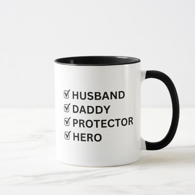 Husband Daddy Protector Hero Father's Day Gift Tasse (Rechts)