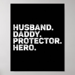 Husband Daddy Protector Hero Funny Vater Pater Vin Poster